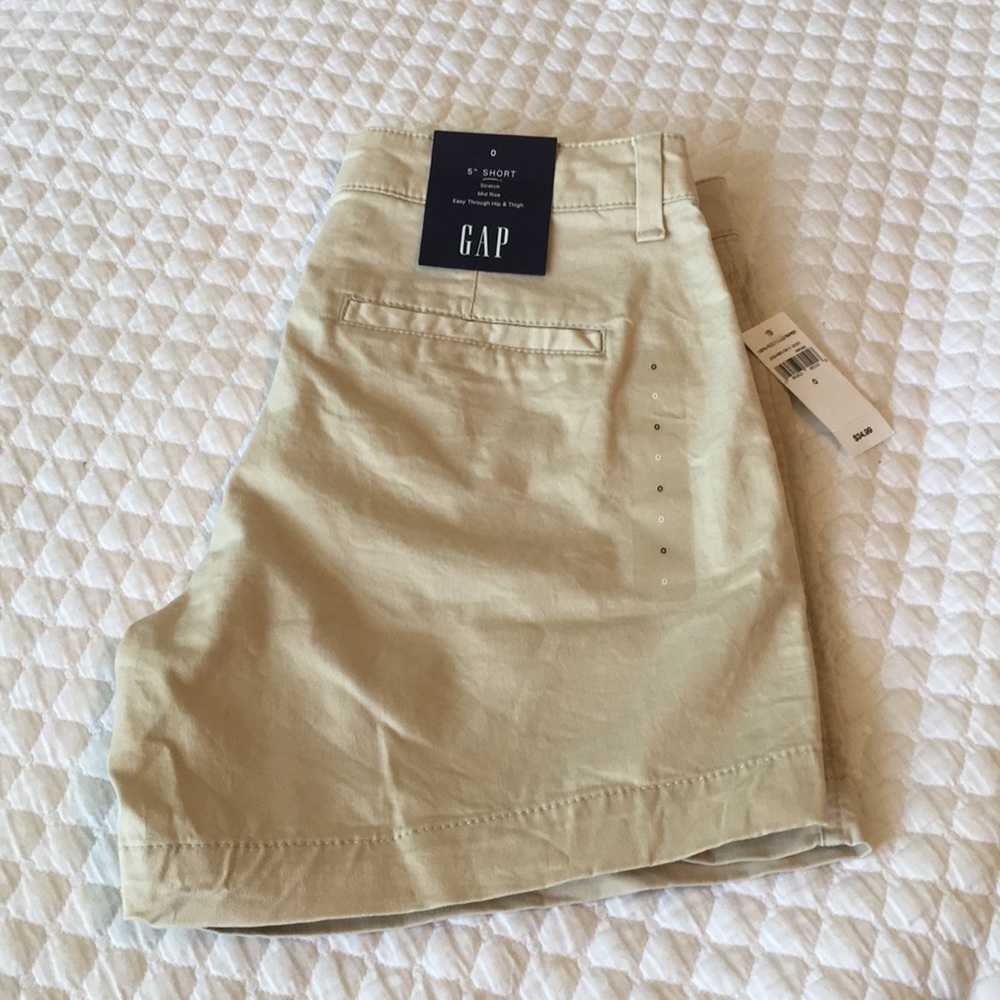Mid Rise Khaki Shorts